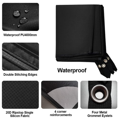 WHISLUX Tent Footprint 1 Person Ultralight, 20D Ripstop Nylon PU 4000 Waterproof Tent Tarp for Under Tent 86.6"x39.4"