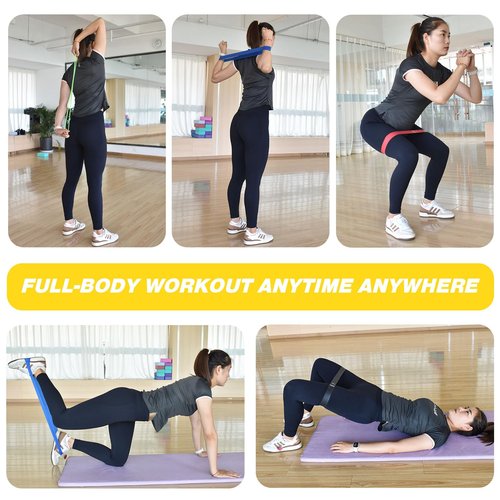 XonyiCos Resistance Bands Set for Physical Therapy | Exercise Bands Booty Bands for Women, Stretching, Physical Therapy, Yoga, Work from Home Fitness (5pc Set)