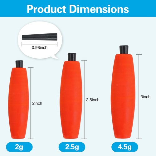 OROOTL Fishing Bobbers Floats for Catfish Peg Floats for Catfishing Cigar Foam Slip Fishing Bobbers for Santee Rig Catfish Freshwater Saltwater 2in 2.5in 3in