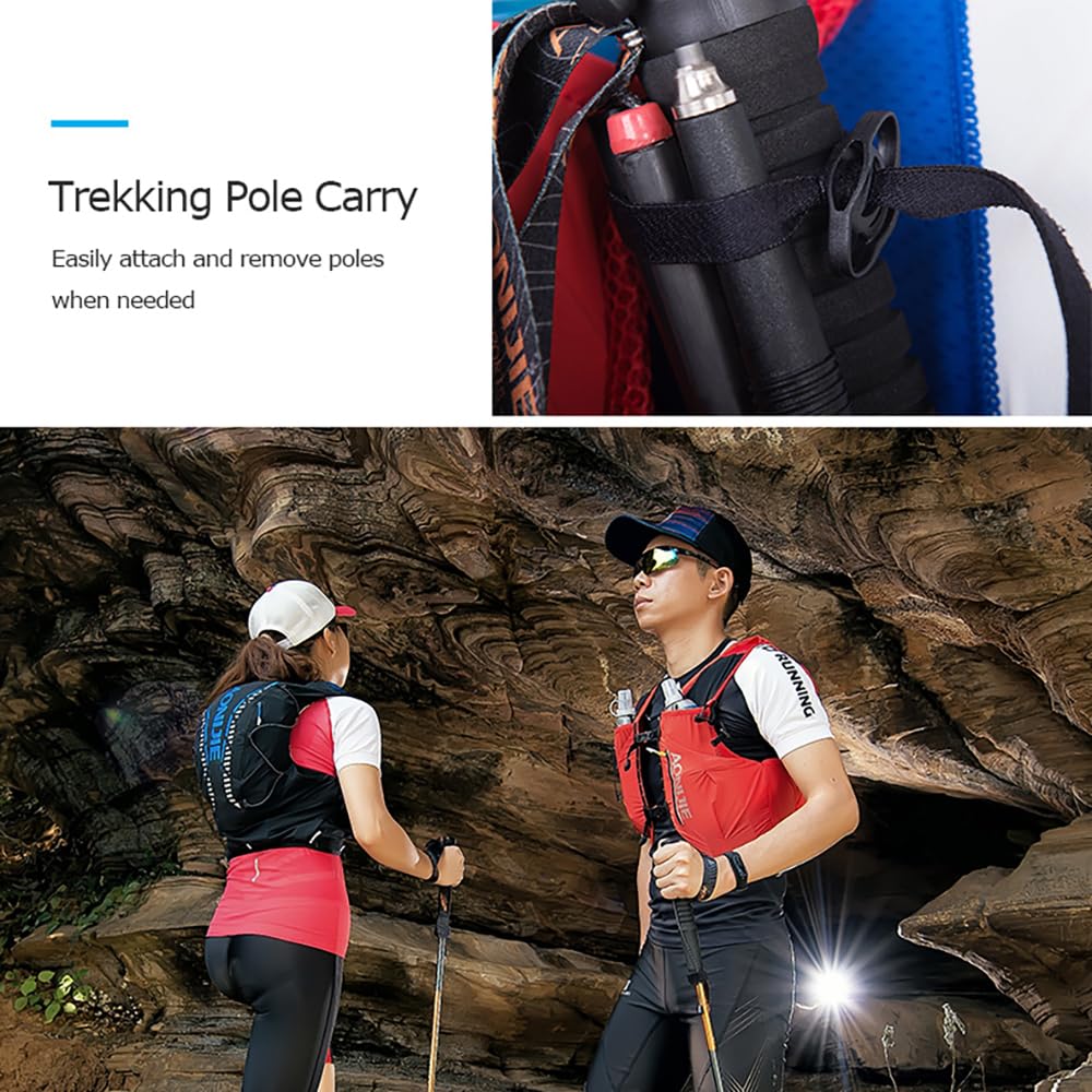 AONIJIE Running Hydration Vest 12L for Men and Women, Lightweight Hiking Backpack with 2 Soft Flasks for Running Hiking (Black with 2 Bottle, L/XL)