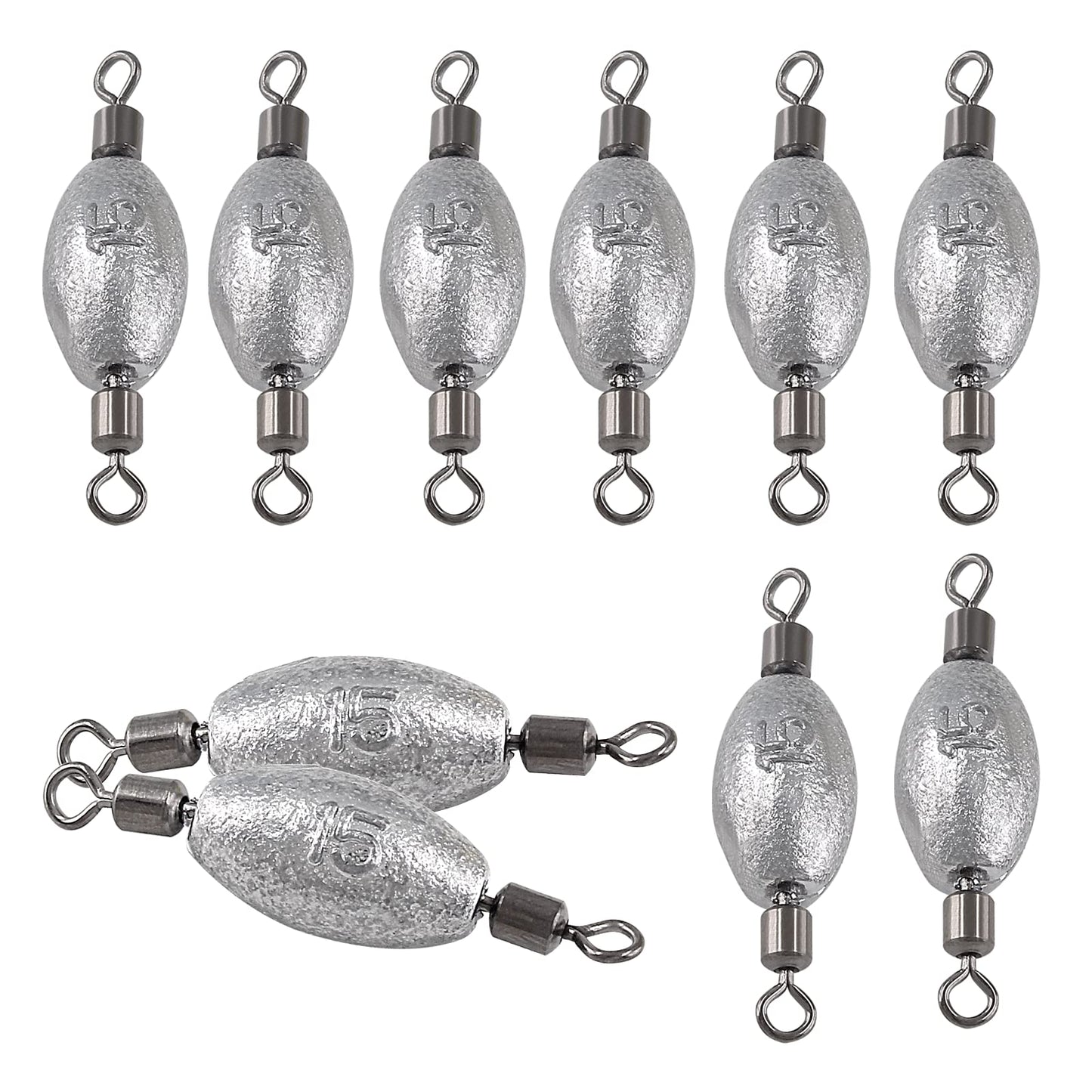 Hitefu 20PCS Fishing Weights Sinkers, 1/2oz Inline Weights Lead Fishing Weights Trolling Sinkers, Egg Sinkers for Bottom Fishing