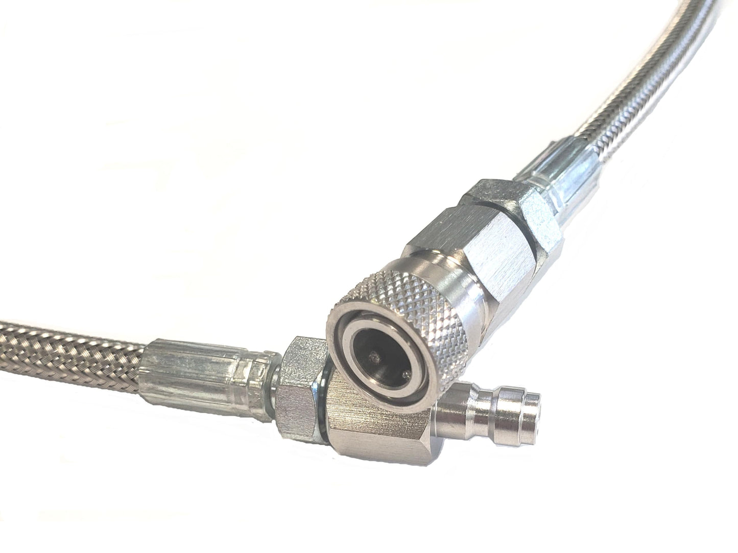 3Skull Paintball Airsoft Fill Whip Hose Extension 4500 Psi PCP - 36 inch Stainless Steel Air Fill Station and Charging System, Silver