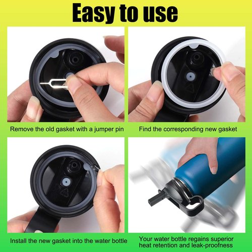 Vodolo Lid Gasket Replacement for Thermoflask 24oz/32oz/40oz/64oz,9 PCS Water Bottle 3 Sets Silicone Gaskets Each with Pick for Water Bottle Straw Lid, Chug Lid & Chug Spout