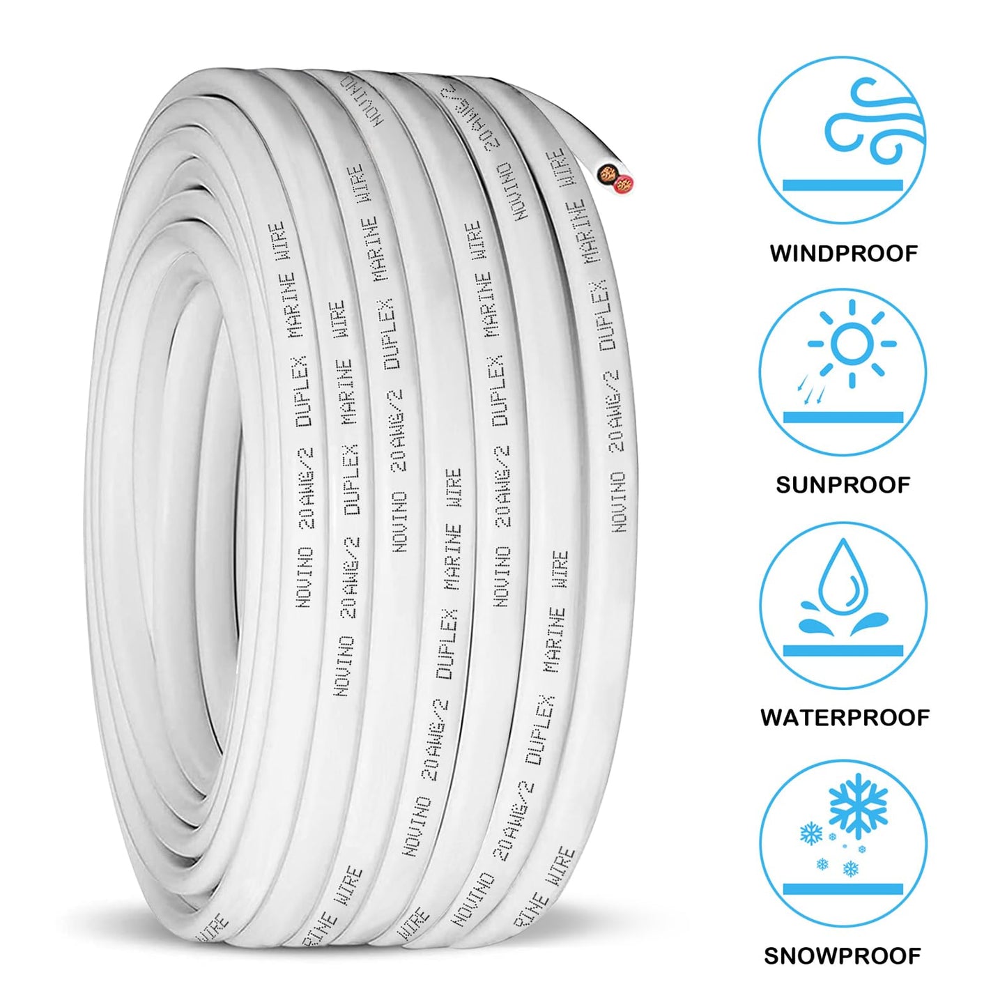 20 Gauge Marine Wire,20 AWG 50ft Duplex Marine Grade Wire Tinned Copper Heavy Duty Sheathed Cable for Boat/Automotive/RV/Camper/Trailer Outdoor Use