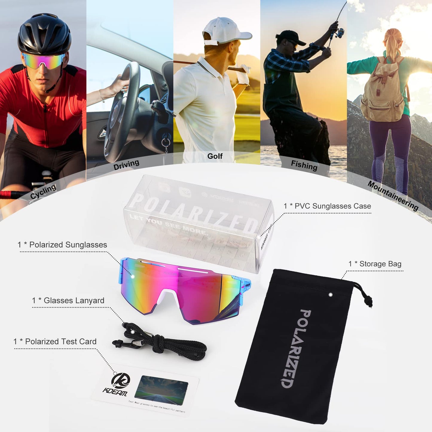 ALSUZYIOT Sports Polarized Sunglasses UV400 Outdoor Shades TR90 Frame Sun Glasses for Golf Baseball Driving Fishing (C8)