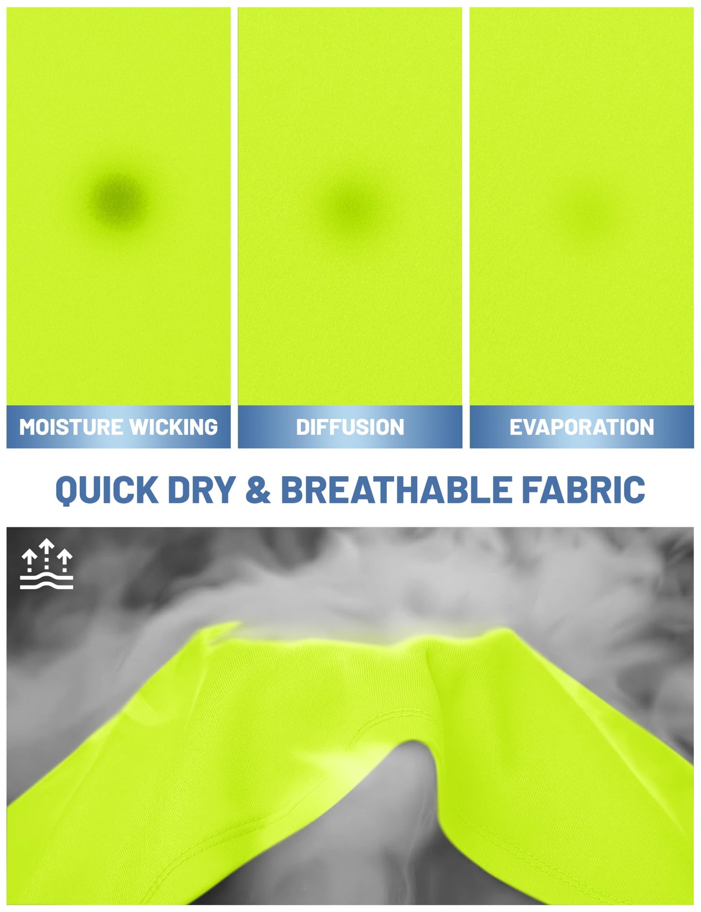 Short Sleeve Shirts for Men Sun Protection T-Shirts UPF 50+ Ultra Breathable Shirts Moisture Wicking Baselayer Casual Shirts Fluorescent Green