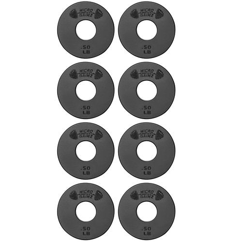 Micro Gainz 1-Inch Center Hole Standard Fractional Weights Plates Set, 8 Piece Dumbbell & Barbell Set of .50LB Plates for Strength Training and Weight Lifting, Made In USA