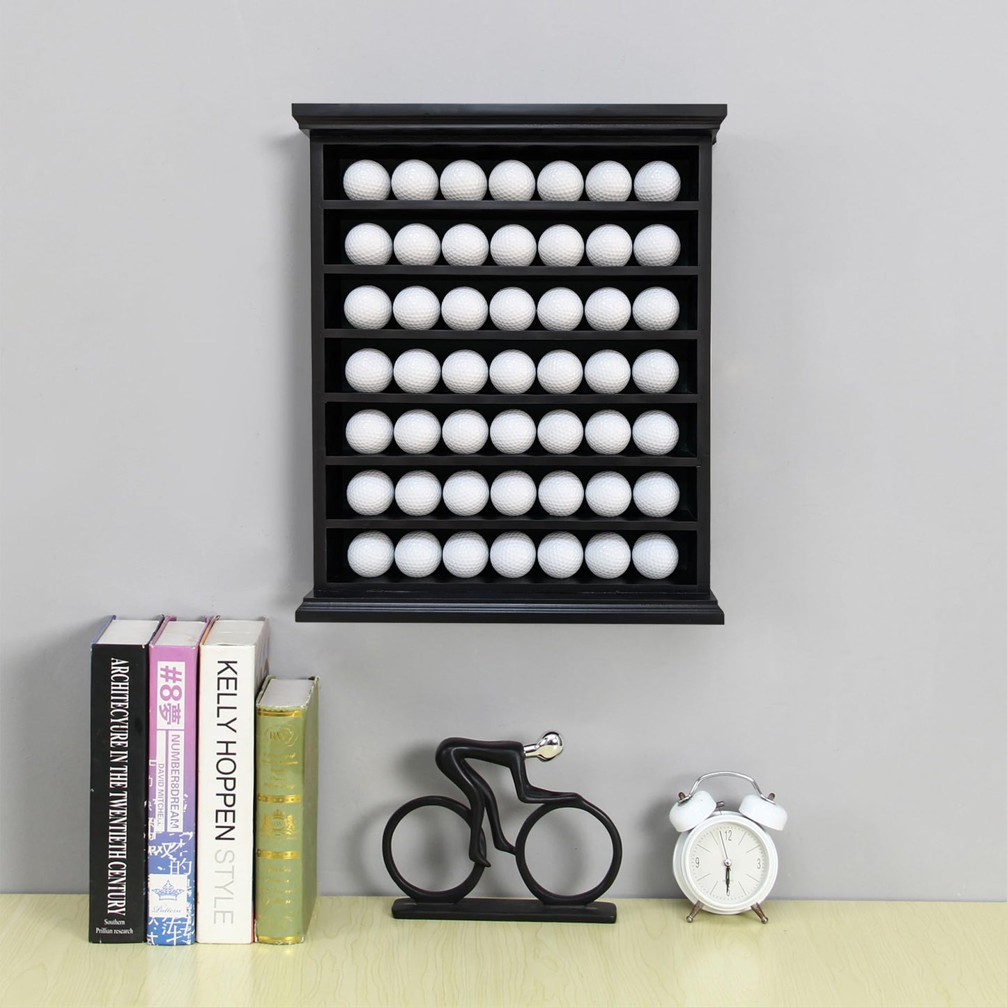Golf Ball Display Cabinet | Holds 49 Balls | Ideal Collector Gift | Elegant Wall & Table Mount | Solid Wood | Perfect for Enthusiasts Golf Ball Diplay Case Shadow Box for 49-Ball Display Cabinet