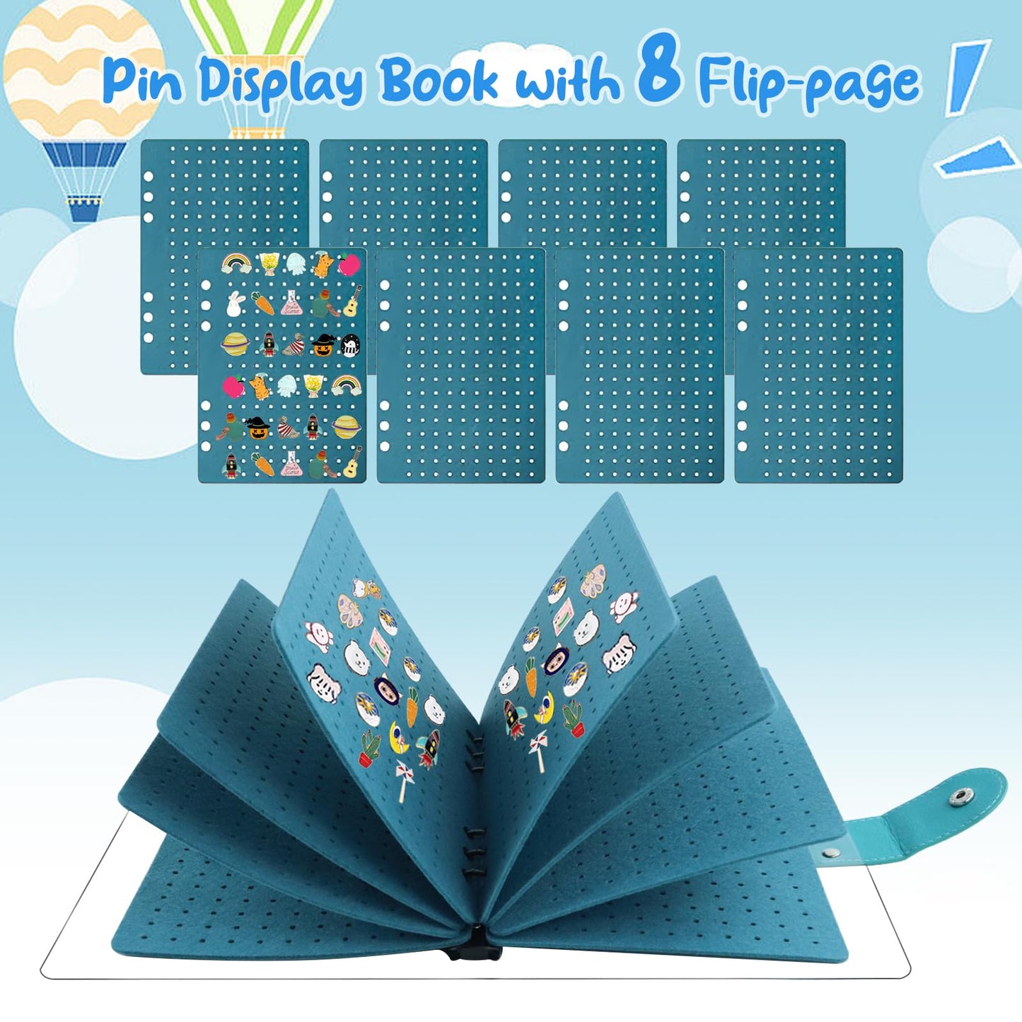 350 Pin Enamel Pin Display Binder, Clear PVC Cover Enamel Display Book Easy to Display and Trade Pins Enamel Pin Display Bag Holder for Pin Enthusiast 9.2inx6.7in (Green)