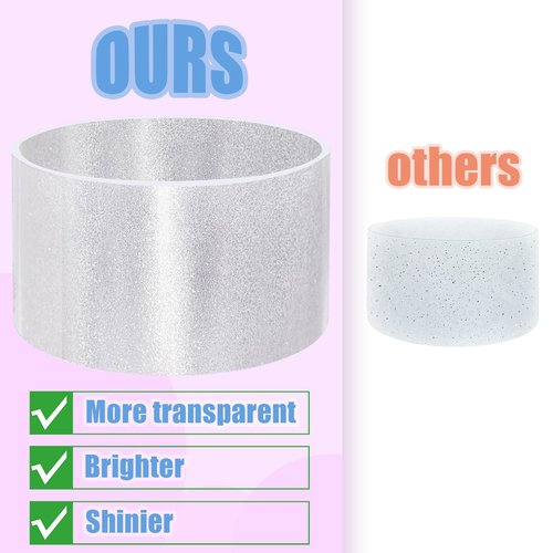 YWDOUJI Jelly Luster Glitter Silicone Transparent Boot for Stanley 20-40oz, Compatible with Hydro Flask or Other Water Bottle Tumbler, 2.85-3.0 inch Protective Anti-Slip Bottom Sleeve Cover