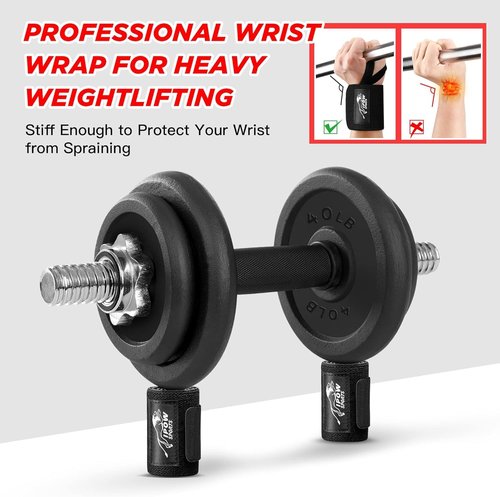 IPOW 18'' Professional Wrist Wraps for Weightlifting 2 Pack(IPF Approved), Heavy Duty Gym Wrist Straps for Working Out, Weight Lifting Wrist Brace for Men & Women, Wrist Support with Thumb Loop