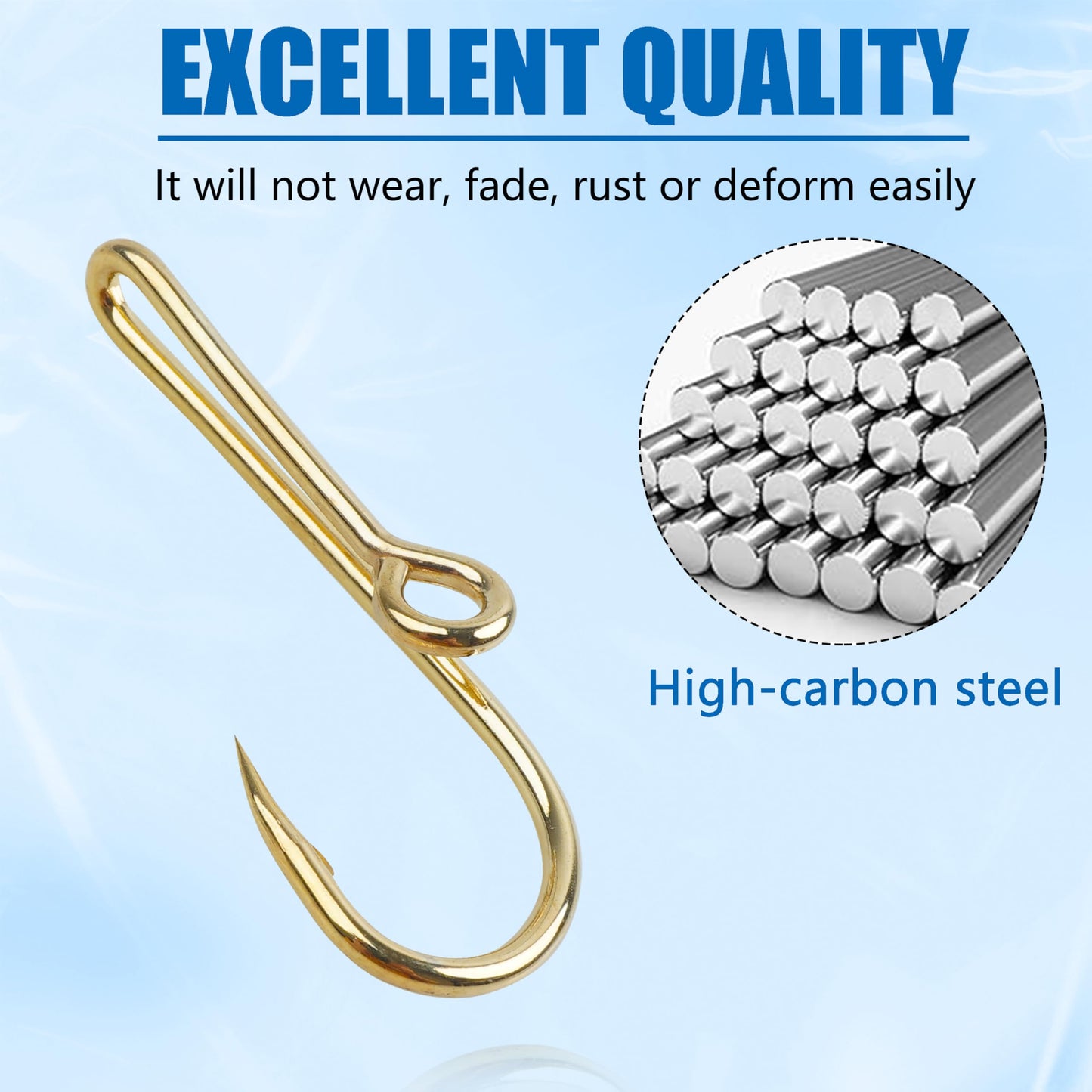 Fishing Hooks Hat Pins for Fishing Hat Hook Clip Set Black Gold Fish Hook Hat Clip High Carbon Steel Hooks for Cap Hat Tie 10/16pcs （Gold 10PCS