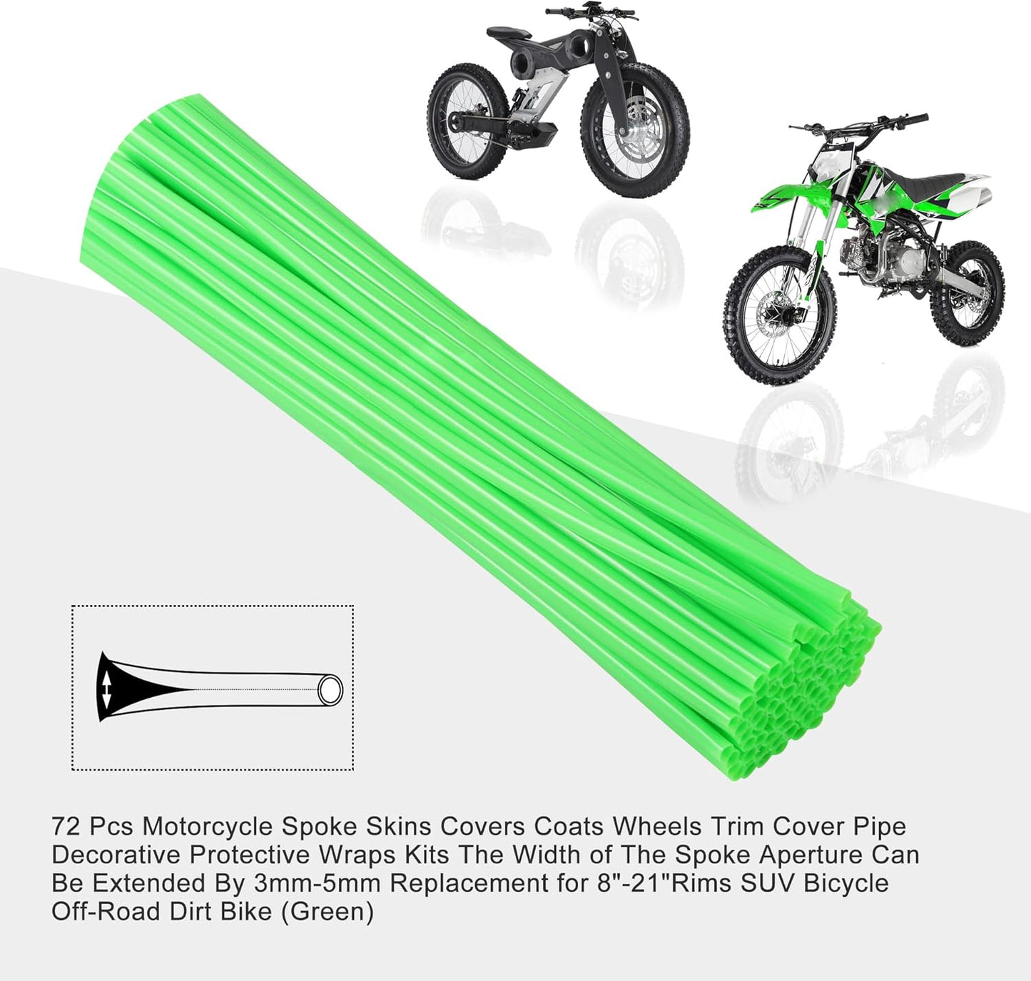 GOOFIT 72Pcs Motorcycle Spoke Skins Covers Coats Wheels Trim Cover Pipe Decorative Protective Wraps Kits for SUV Bicycle Off-Road Dirt Bike (Black)