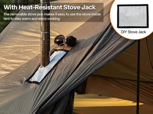 Dandelion shell Hot Tent Stove Jack - 7.8" x 9" Square Flame-Retardant Firewood Stove Chimney Furnace Pipe Fireproof Ring for Tents with Stove, Silicone Material - Lightweight at 60g