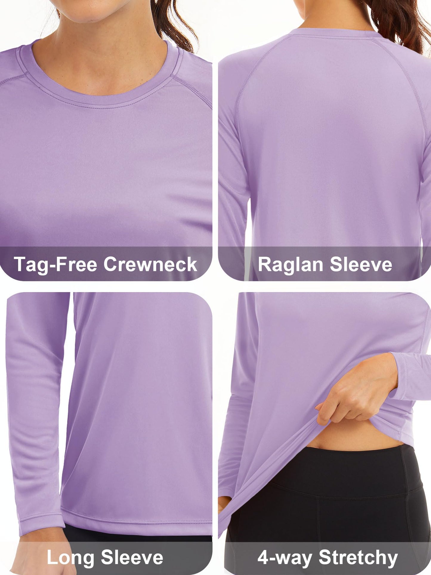 MAGCOMSEN Sun Protection Shirts for Women Long Sleeve Shirts for Women Athletic Shirts Womens T Shirts Womens Shirts Fishing Shirts for Women Grey Purple