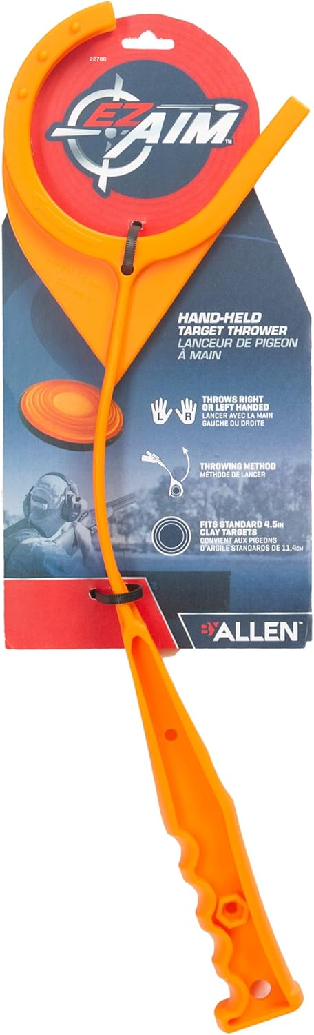 Allen Company EZ Aim Handheld Clay Target Thrower, Right & Left-Handed Use, Orange