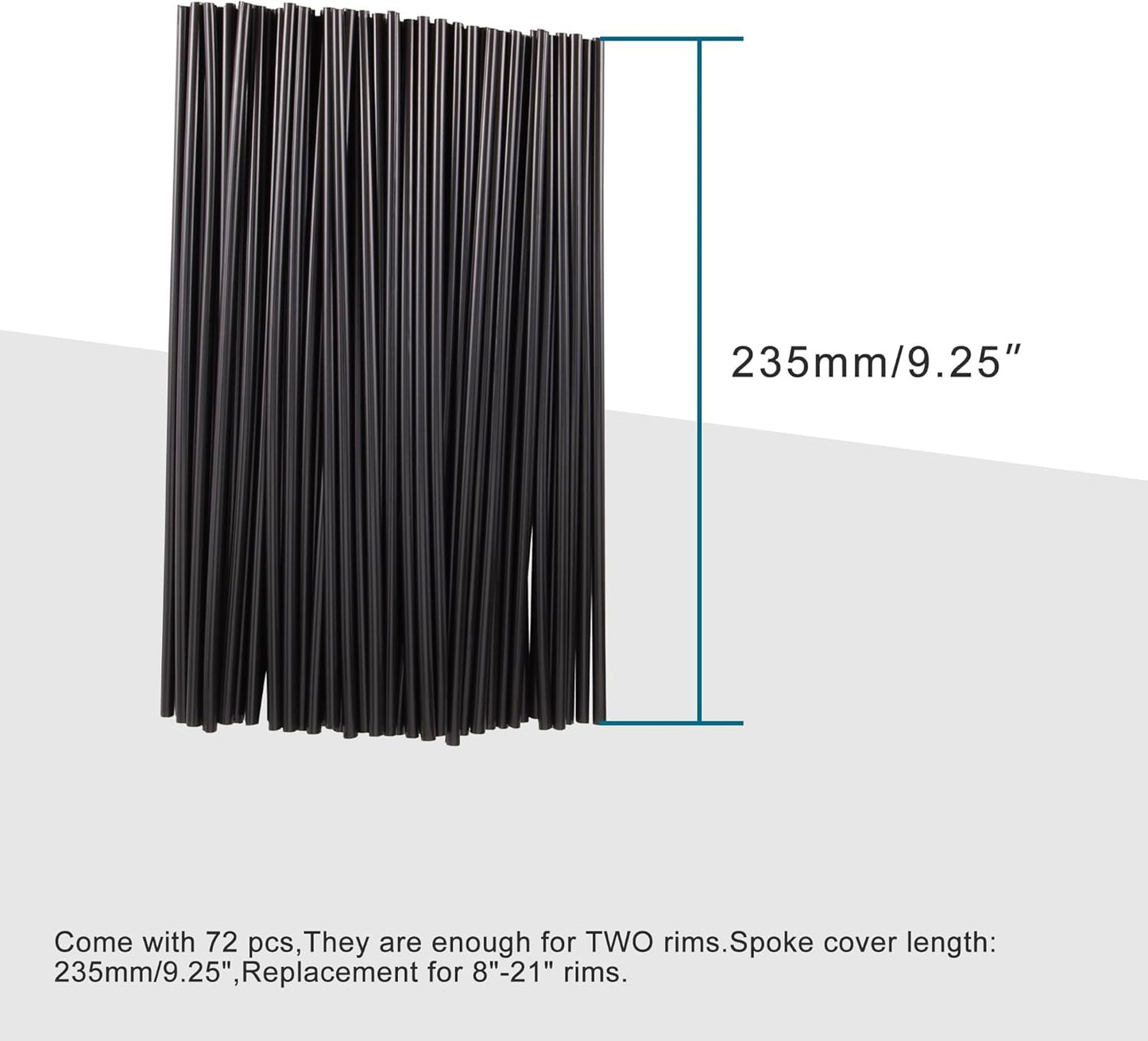 GOOFIT 72Pcs Motorcycle Spoke Skins Covers Coats Wheels Trim Cover Pipe Decorative Protective Wraps Kits for SUV Bicycle Off-Road Dirt Bike (Black)