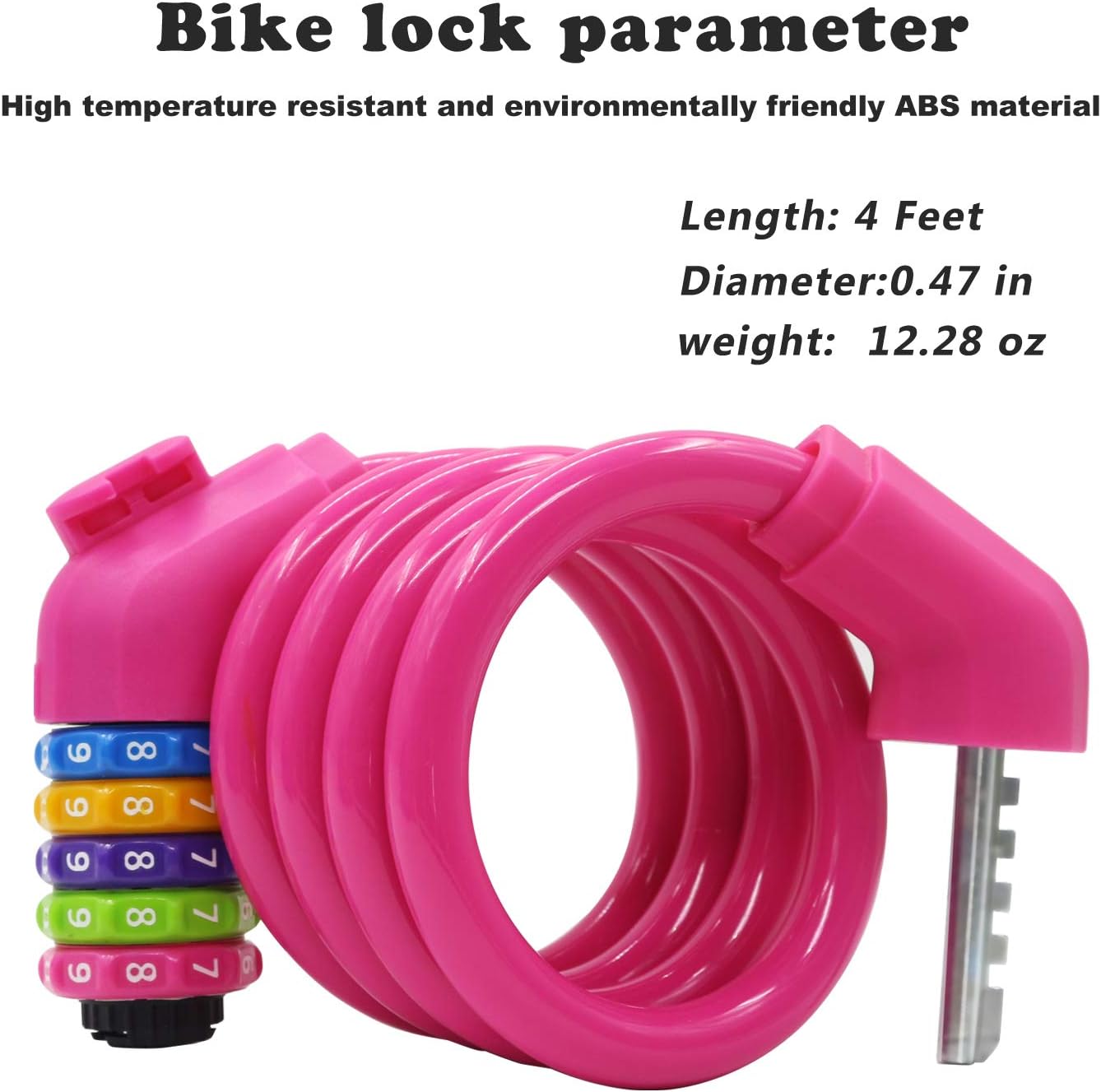Sport Bike Lock Cable, 4-Feet Bicycle Cable Lock with 5-Digit Resettable Combination Bike Cable Lock Orange