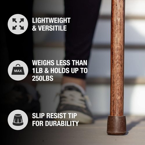 Brazos Handcrafted Wood Walking Stick, Twisted Oak, Hitchhiker Style Handle, for Men & Women, Made in The USA