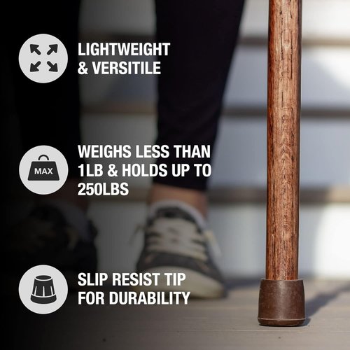 Brazos Handcrafted Wood Walking Stick, Twisted Oak, Trekker Style Handle, for Men & Women, Made in The USA