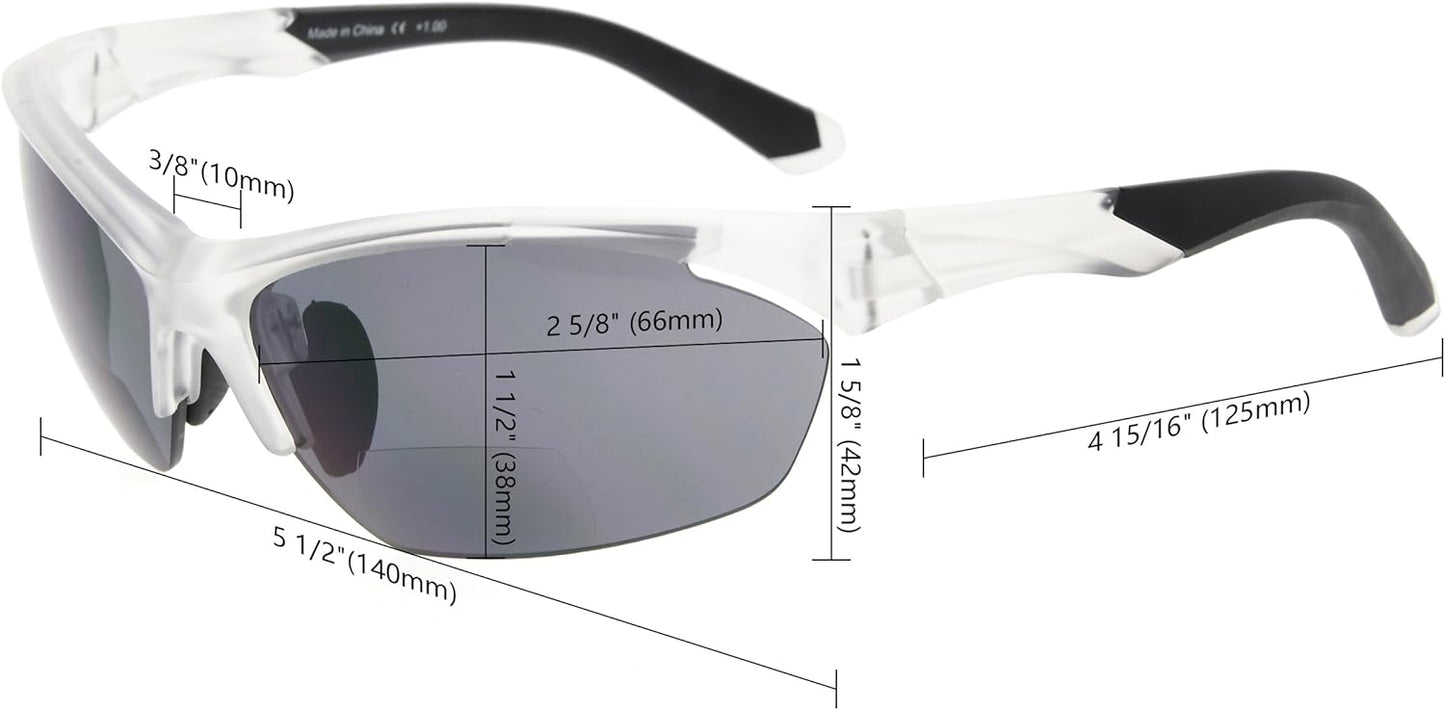 Eyekepper TR90 Frame Bifocal Sports Sunglasses Baseball Running Fishing Driving Golf Softball Hiking Sunshine Readers