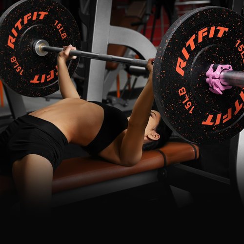 RitFit Bumper Plates, Colored Fleck-Rubber Weight Plates with Steel Insert, 2-inch Olympic Weight Plates for Weight Lifting and Strength Training,10LB Pair