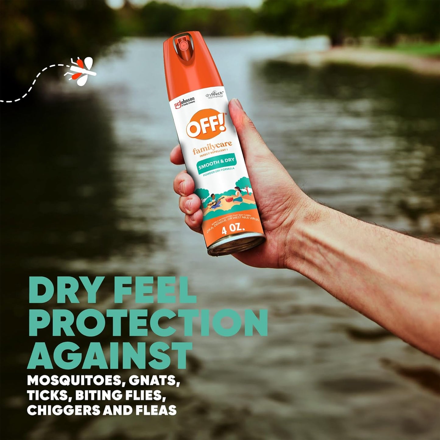 OFF! Family Care Mosquito, Tick, and Insect Repellent, Bug Spray Containing 15% DEET, Protects Against Mosquitoes, 4 Oz, 2 Count
