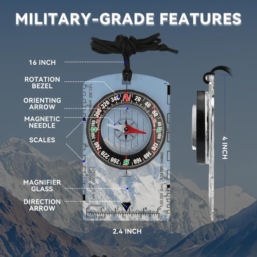 Magnetic Compass for Kids – Orienteering & Wilderness Survival Navigation Gear, Pocket Hiking Compass for Camping, Backpacking, Hunting, Outdoor Adventure