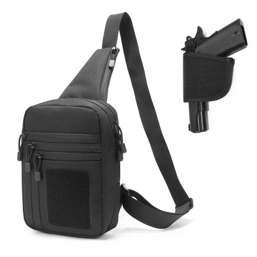 SXJWISHES Tactical Sling Bag for Men EDC Crossbody pack Tactical Shoulder Backpack Waist Bags for Women (Black)