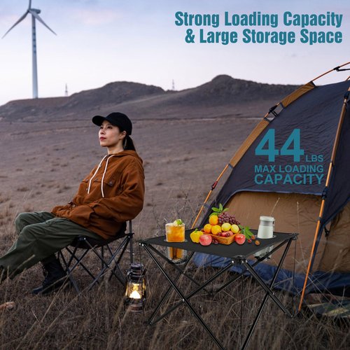 Portable Camping Table,Folding Camp Table,Lightweight Waterproof Canvas Beach Tables for Outside with 2 Cup Holders & Carry Bag for Camping, Picnic, Beach, Fishing, Travel and Outdoor RV