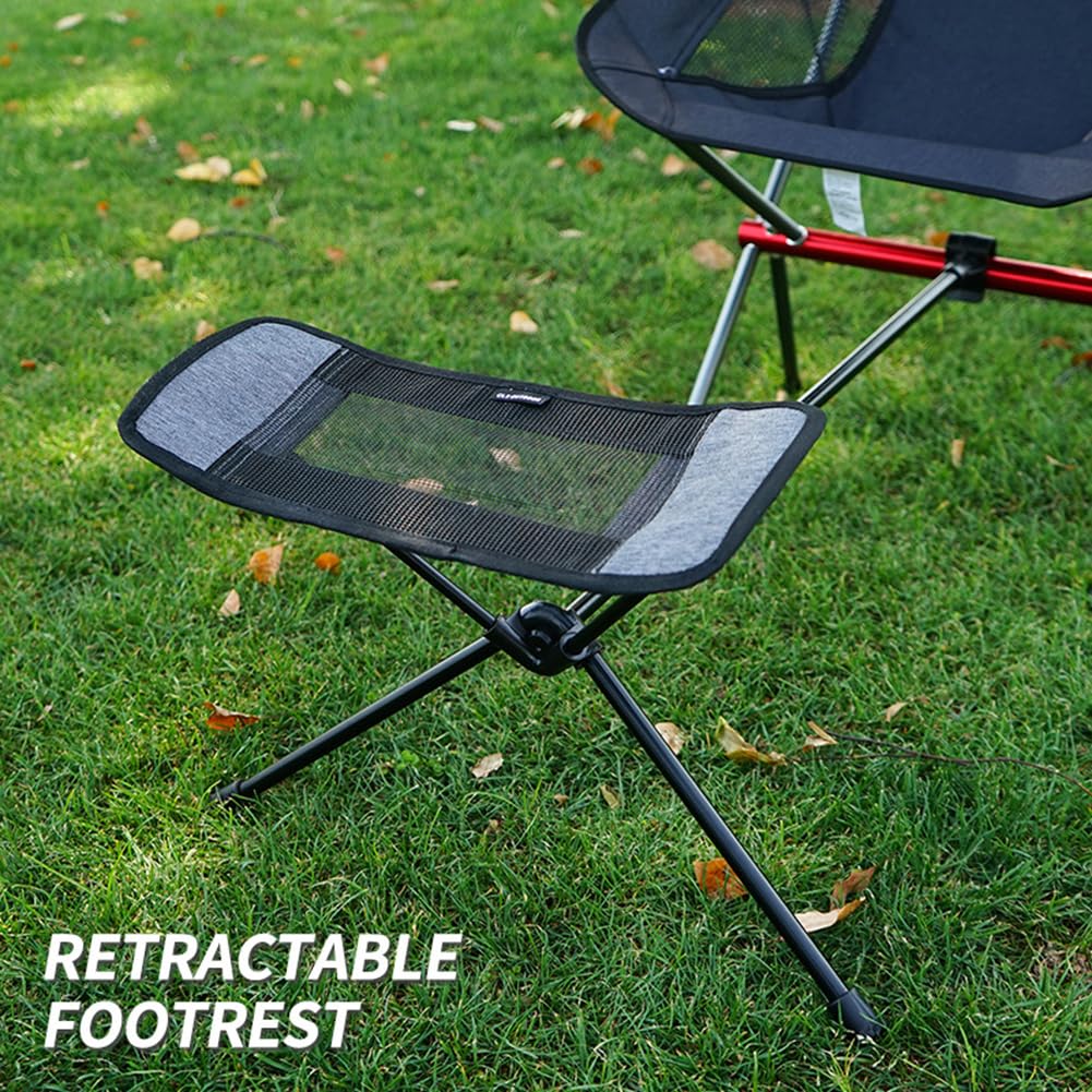 Universal Folding Camping Chair Foot Rest Ottoman Portable Recliner Lazy Retractable Footstool Leg Rest Chair for Hiking Fishing Beach (Gray)
