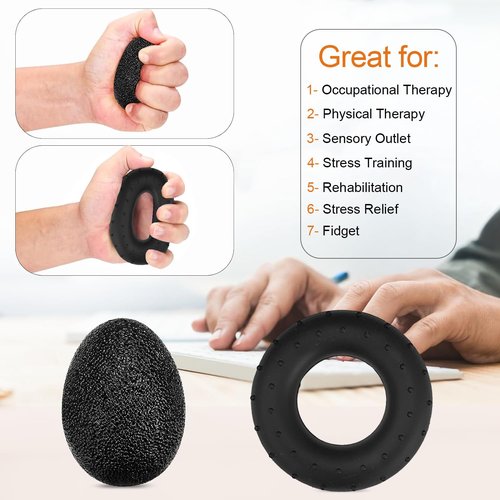 Grip Strength Trainer Kit (6 Pack) – Adjustable Hand Grip Strengthener with Built-in Rep Counter, Finger Strengthener & Forearm Trainer with Stress Relief Ball for Muscle Building & Recovery – Adjustable Resistance Ranging From 11 to 132 Lbs (5 to 60 Kg)