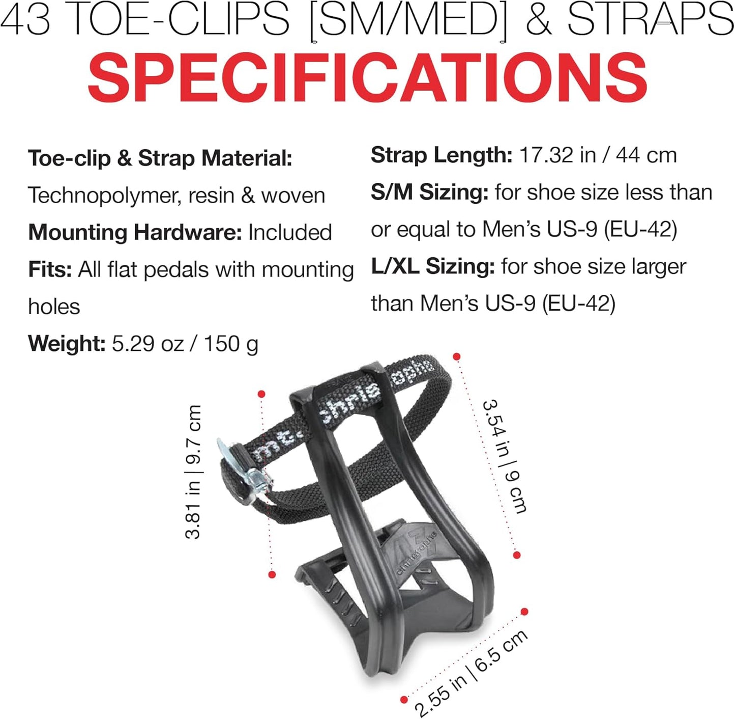 Zefal 43 Plus 515 XL Set Toe-Clip and Straps