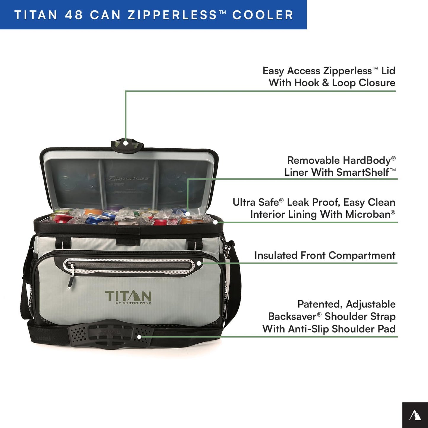 Titan by Arctic Zone 30 Can Zipperless Soft Cooler with HardBody Liner