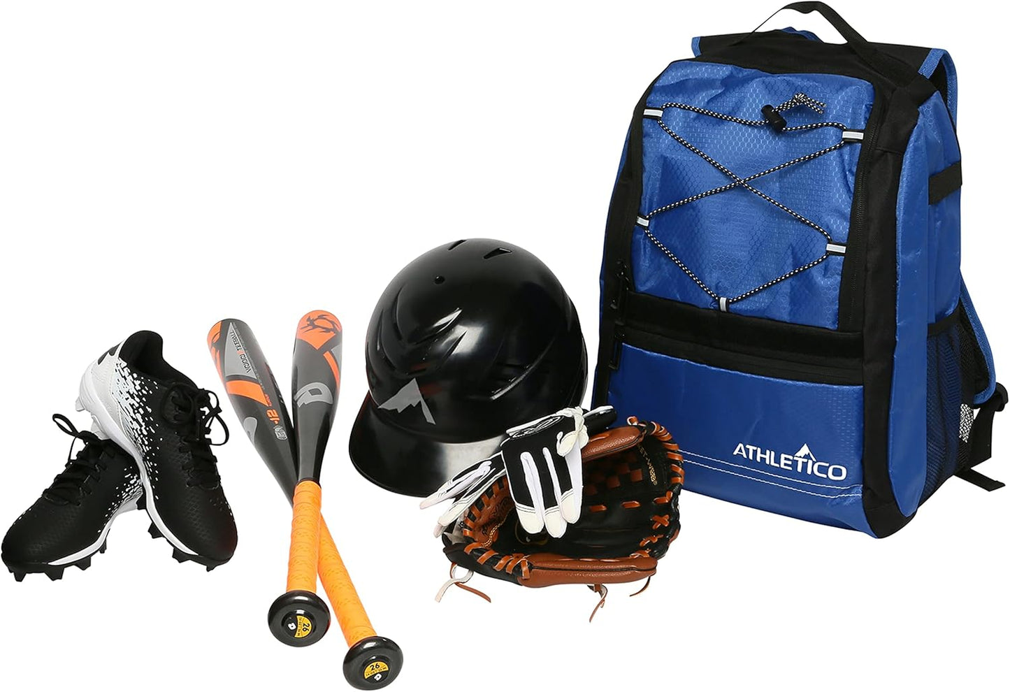 Athletico Youth Baseball Bag - Bat Backpack for Baseball, T-Ball & Softball Equipment & Gear | Holds Bat, Helmet, Glove | Fence Hook (Blue)