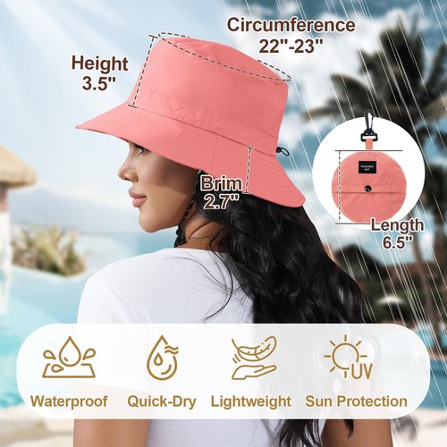 Womens Packable Waterproof Bucket Hat Men UV Protection Sun Hat, Watermelon