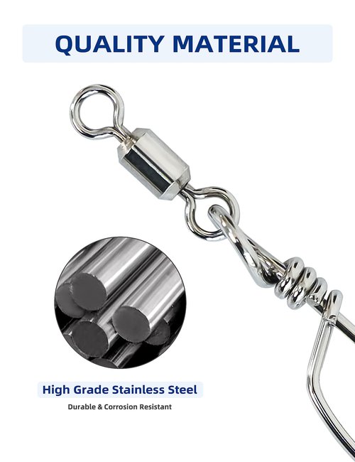 BLUEWING Fishing Snap Swivels 242LB Stainless Steel Saltwater Corrosion Resistance High Strength Coastlock Fish Tackle, 10pcs
