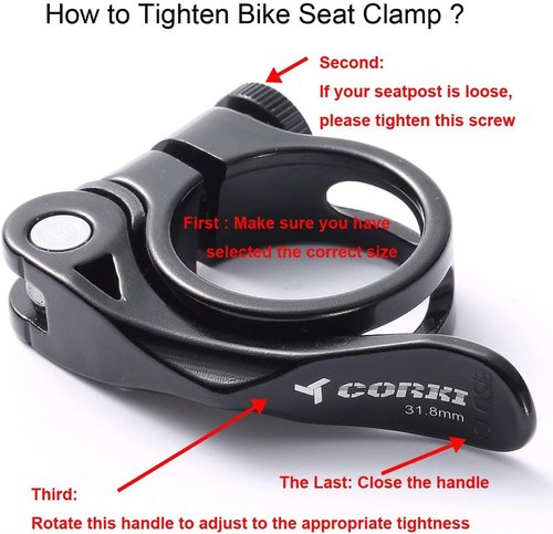 Corki Cycles 31.8MM Quick Release Bicycle Seatpost Clamp, Sandblasting Anodised Aluminum Alloy Black KC89