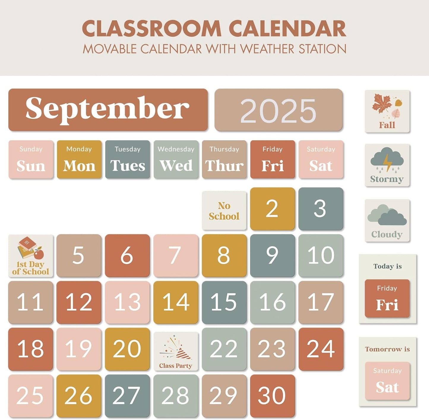 The Ultimate Classroom Calendar Pocket Chart for Kids - Beautiful Calendar with Educational Cards for Easy Learning - Fun Boho Classroom/Teacher Must Have Supplies That Fits Nicely w/Any School Decor