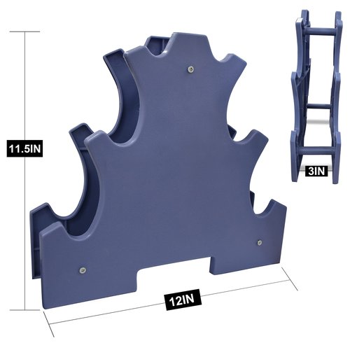 Balelinko 3 Tier Dumbbell Rack Stand, Compact Free Weight Dumbbell Holder for Home Gym Organization (Weights Not Included),Blue