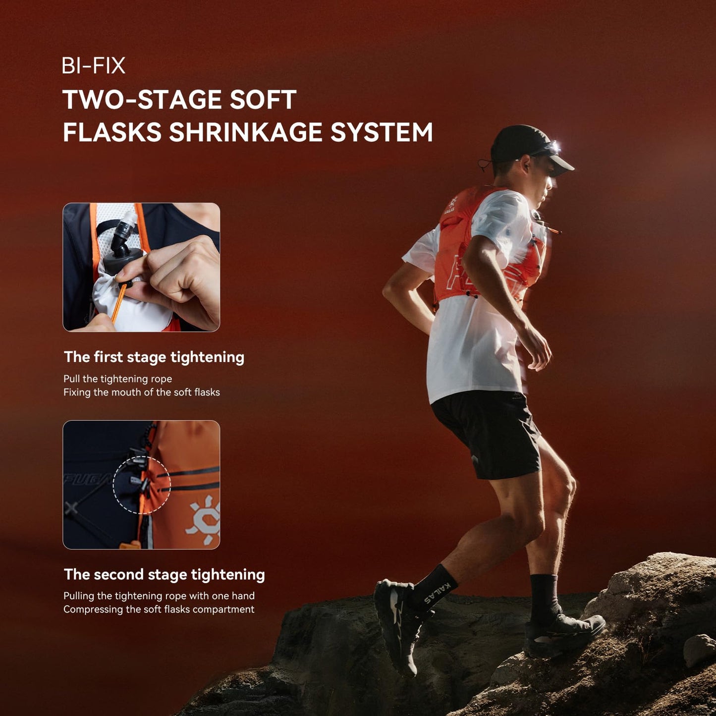 KAILAS FUGA AIR 8 Ⅳ Running Hydration Vest Hydration Pack Lightweight with Two TPU Water Bladders for Women Men Trail Cycling Hiking FUGA Orange L