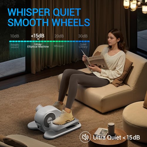 Under Desk Elliptical Machine, Ellipse Leg Exerciser for Seniors, Quiet & Portable Electric Seated Eclipse Exercise Training Machine with Remote, 12 Speeds & Mute Function, Manual & Auto Mode (White)