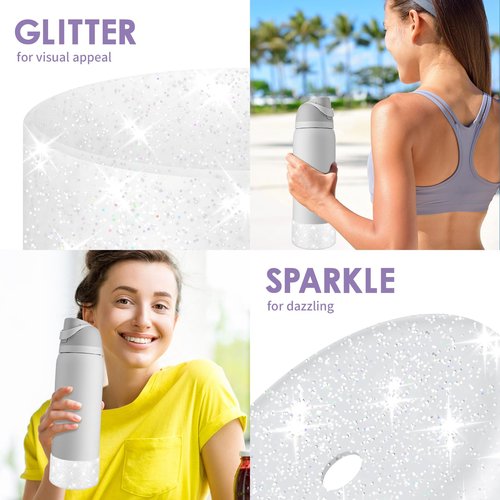 BKBY Protective Glitter Silicone Boot Compatible with Owala 24oz 32oz 40oz, Bling Cup Sleeve Bottom Bumper Cover Compatible with Owala FreeSip, Twist, or Flip Stainless Steel Water Bottles
