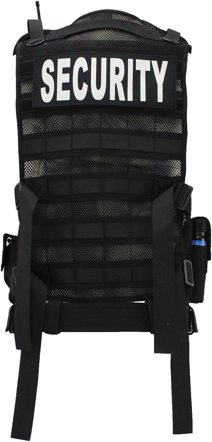 First Class Tactical Vests with Security ID Gold,Tactical Vest Outdoor, Breathable Training AirSoft Subcompact Black Vest