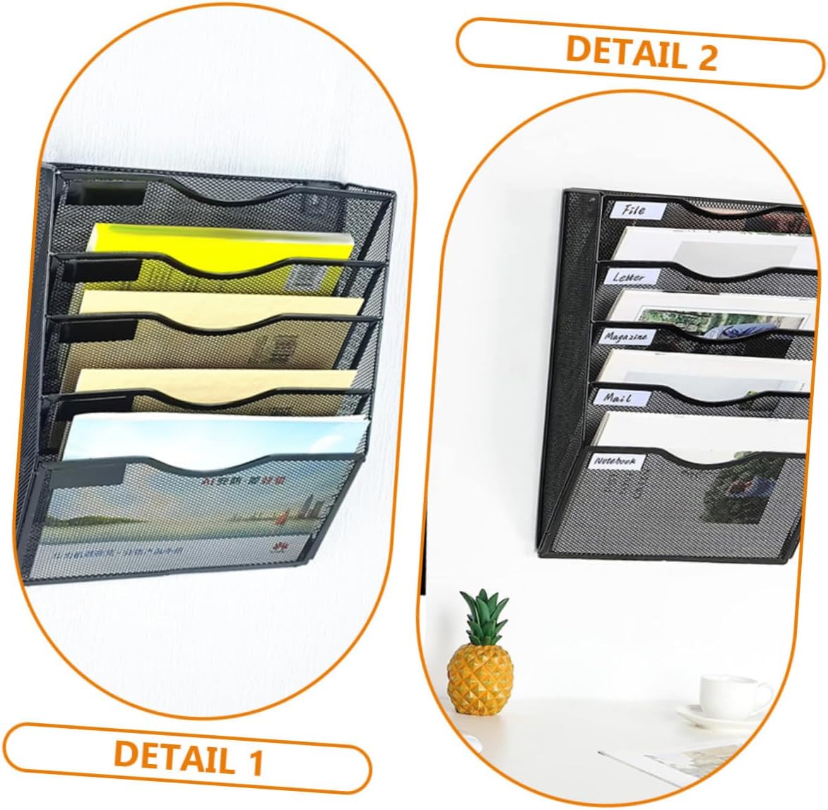 Wall-mounted Document Organizer Sturdy Mesh File Holder for Office Multi-use Rack for Magazines Catalogs and Documents Stylish File Management