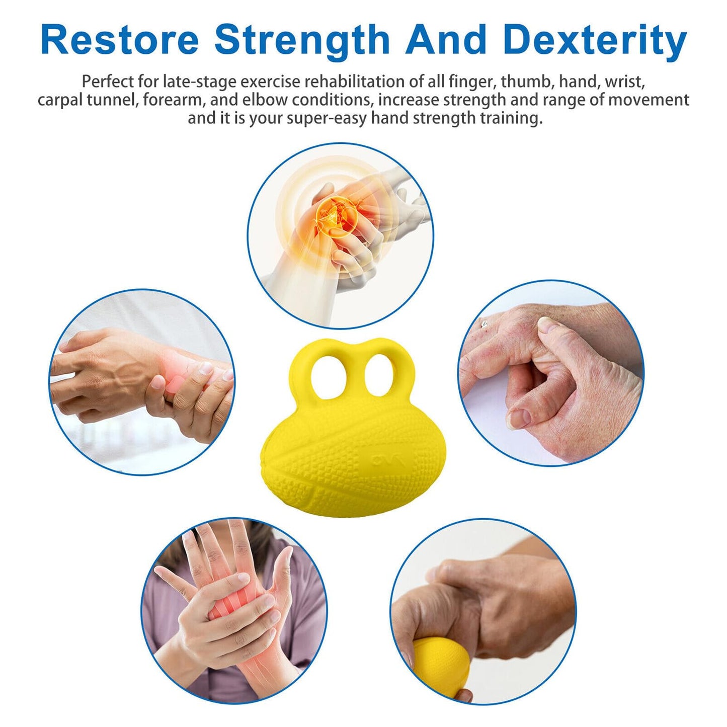 Hand Finger Gripper Exerciser Ball Strength Training Grip Circle Grips - Suitable Stress Therapy Relief Squeeze Training
