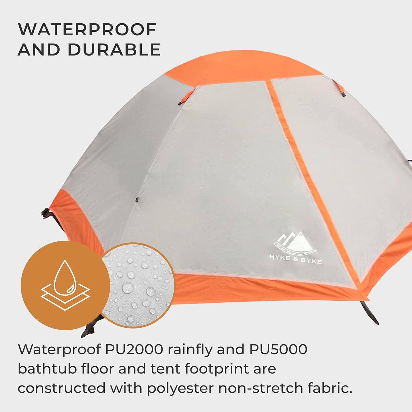 Hyke & Byke Yosemite Hiking & Backpacking Tent - 3 Season Ultralight, Waterproof Tent for Camping w/Rain Fly and Footprint - 2 Person - Lime Green