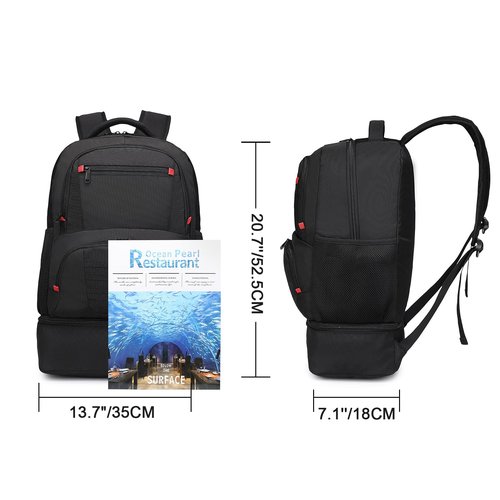 seyfocnia Gym Backpack for Men, Waterproof Sports Backpacks With Shoe Compartment Lightweight Workout Trainning Back Pack Casual Travel Daypack-Black
