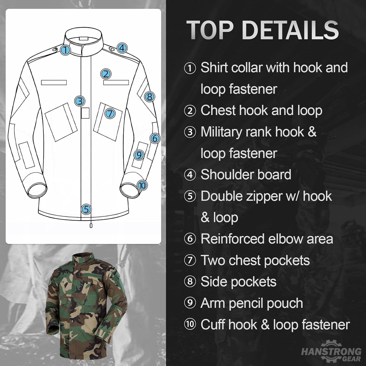 Military Tactical Mens Hunting Combat BDU Uniform Suit Shirt & Pants with Belt MC