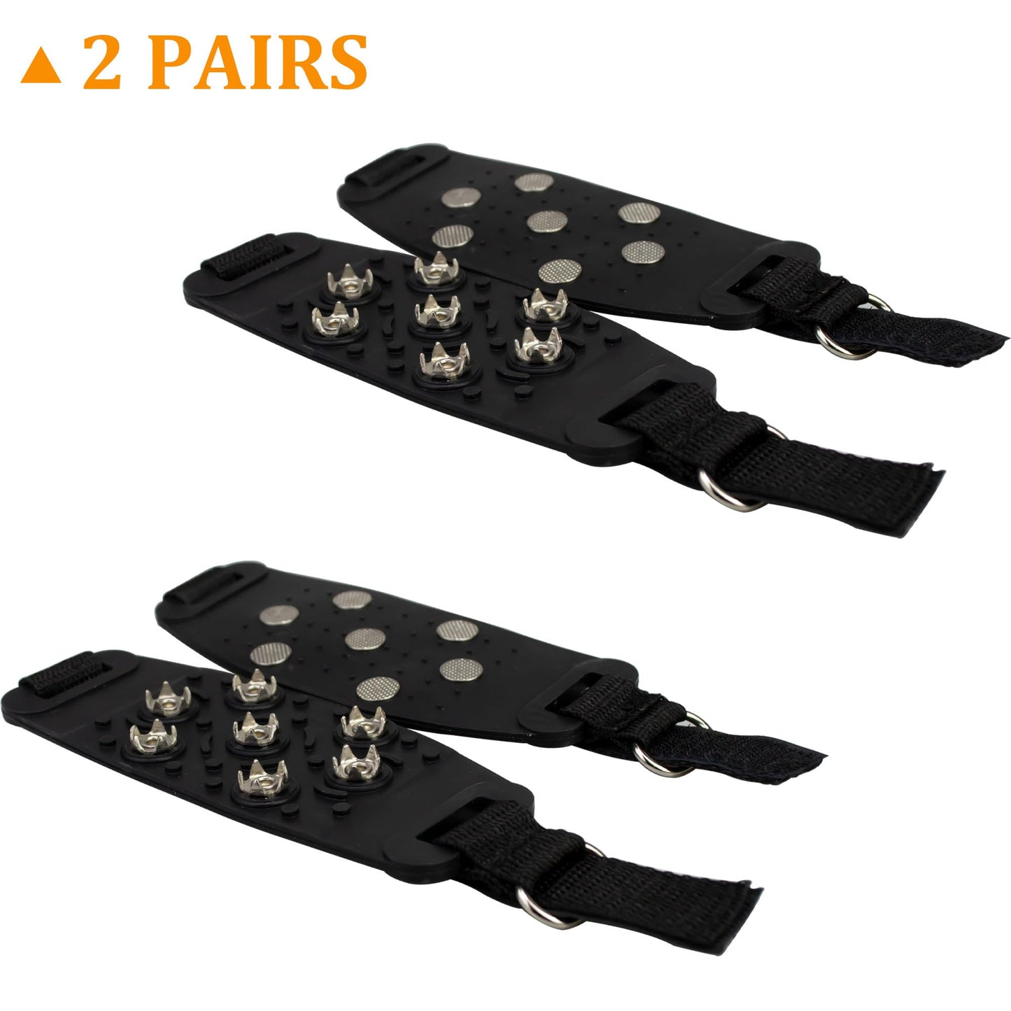 Ice Snow Cleats Crampons Ice Traction Cleats Anti Slip 7 Point Ice Snow Grippers for Shoes and Boots Walking on Ice And Snow Traction Grips Ice Cleats with Adjustable Straps for Men and Women (2pairs)